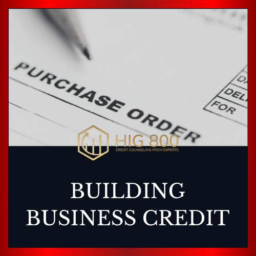 A thumbnail for a product Building Business Credit. Includes a photo of a purchase order and the HIG 800 logo.  Underneath is text reading Building Business Credit.